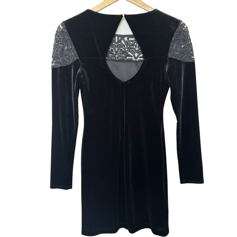 BCBGeneration Black Velvet Mini Dress Long Sleeves Small - Picture 4 of 8